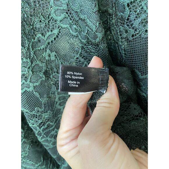 Lane Bryant Shirt Womens Size 18/20 NEW Hunter Green Mock Neck Lace Long Sleeve - Picture 8 of 12